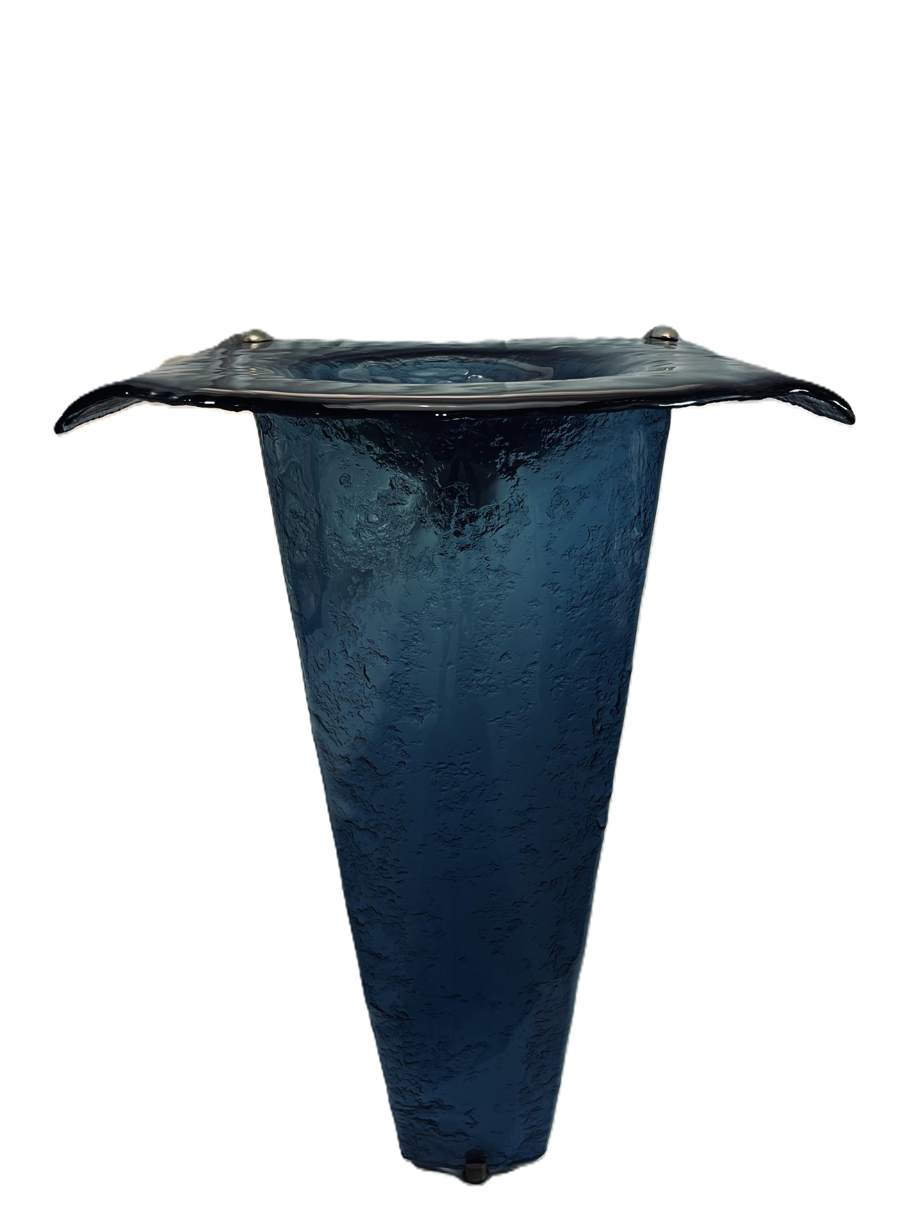 The Venezia — Fused Multi-Layer Glass Winged Countertop with Integral Round Basin on Slender Tapered Pedestal (LAS315) VERRE GALLERY by Renaissance Glassworks Inc