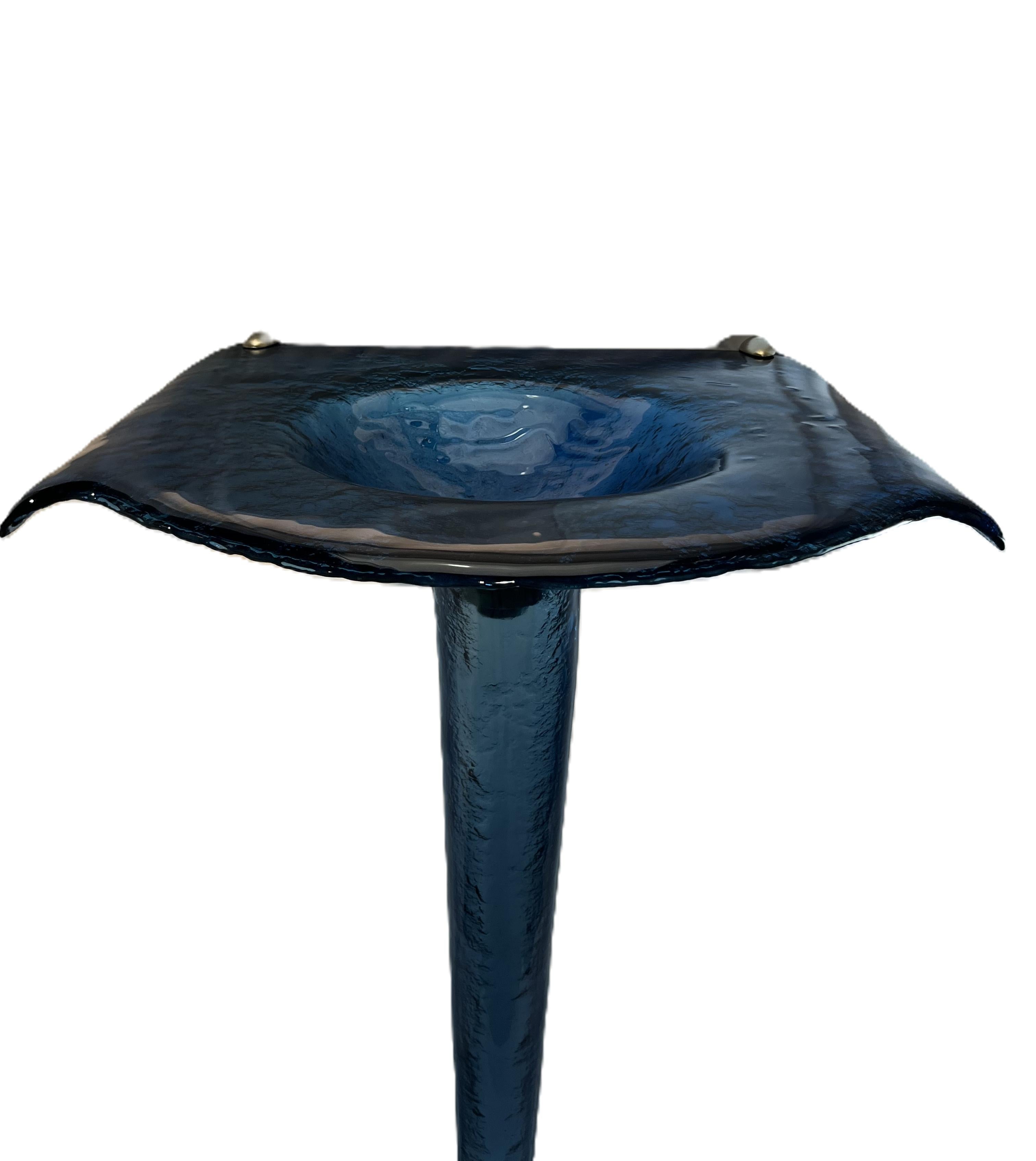 The Venezia II — Fused Multi-Layer Glass Winged Countertop with Integral Round Basin on Sculptural Textured Pedestal (LAS316) VERRE Gallery