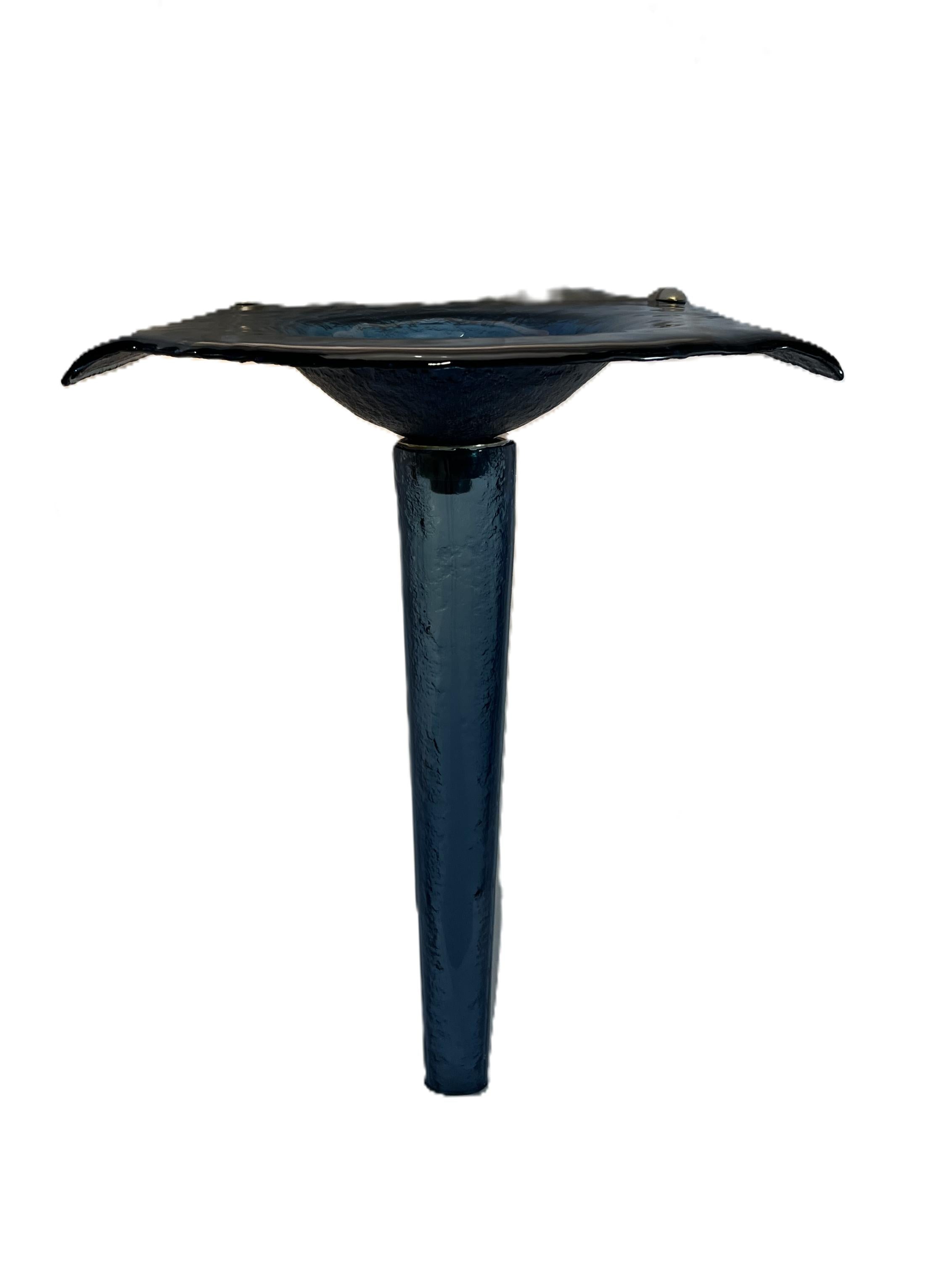 The Venezia II — Fused Multi-Layer Glass Winged Countertop with Integral Round Basin on Sculptural Textured Pedestal (LAS316) VERRE Gallery